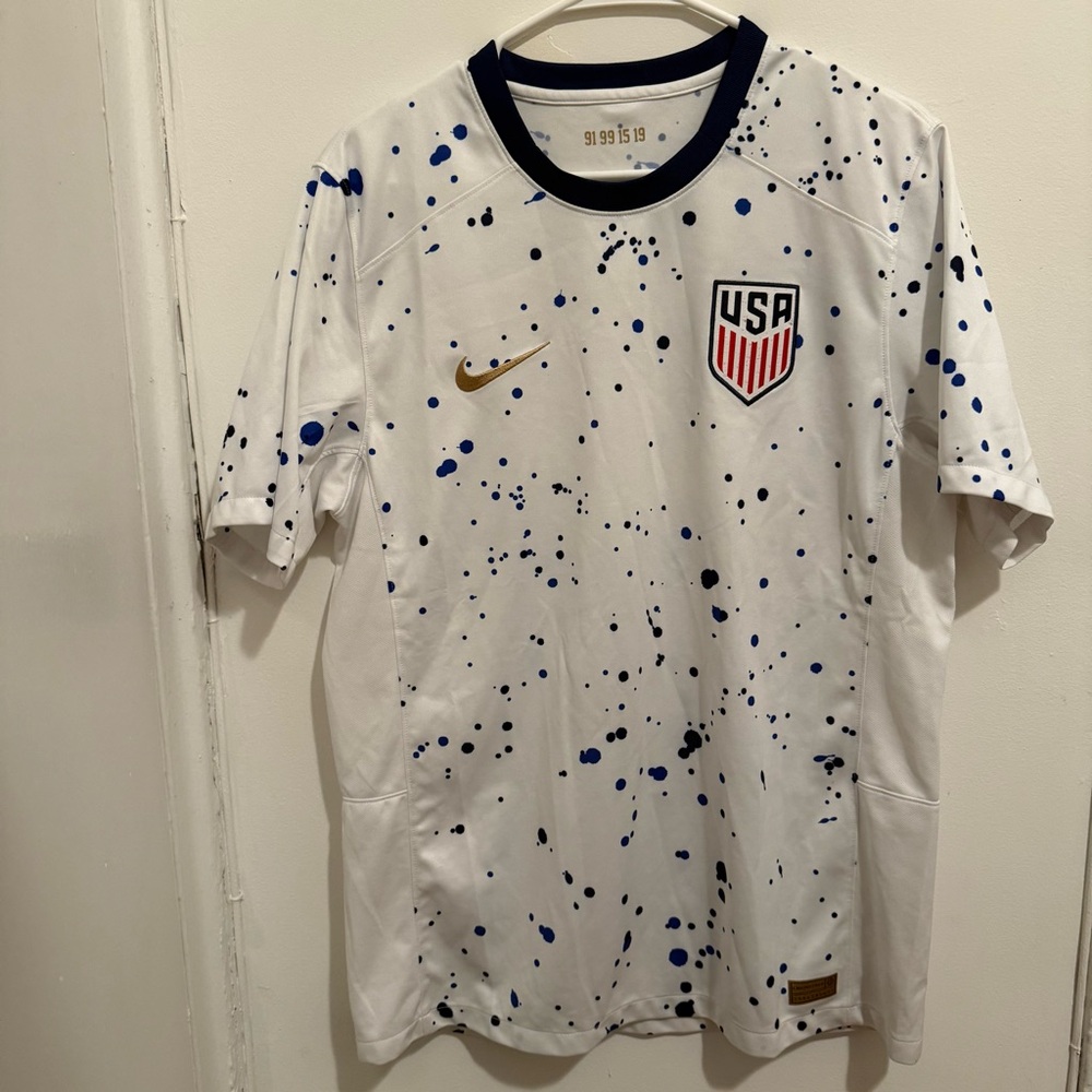 Nike USA Soccer White and Blue Splatter Shirt